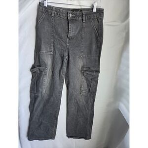 Between Us Cargo Jeans Womens  Grey Dark Wash Straight Mid Rise Straight